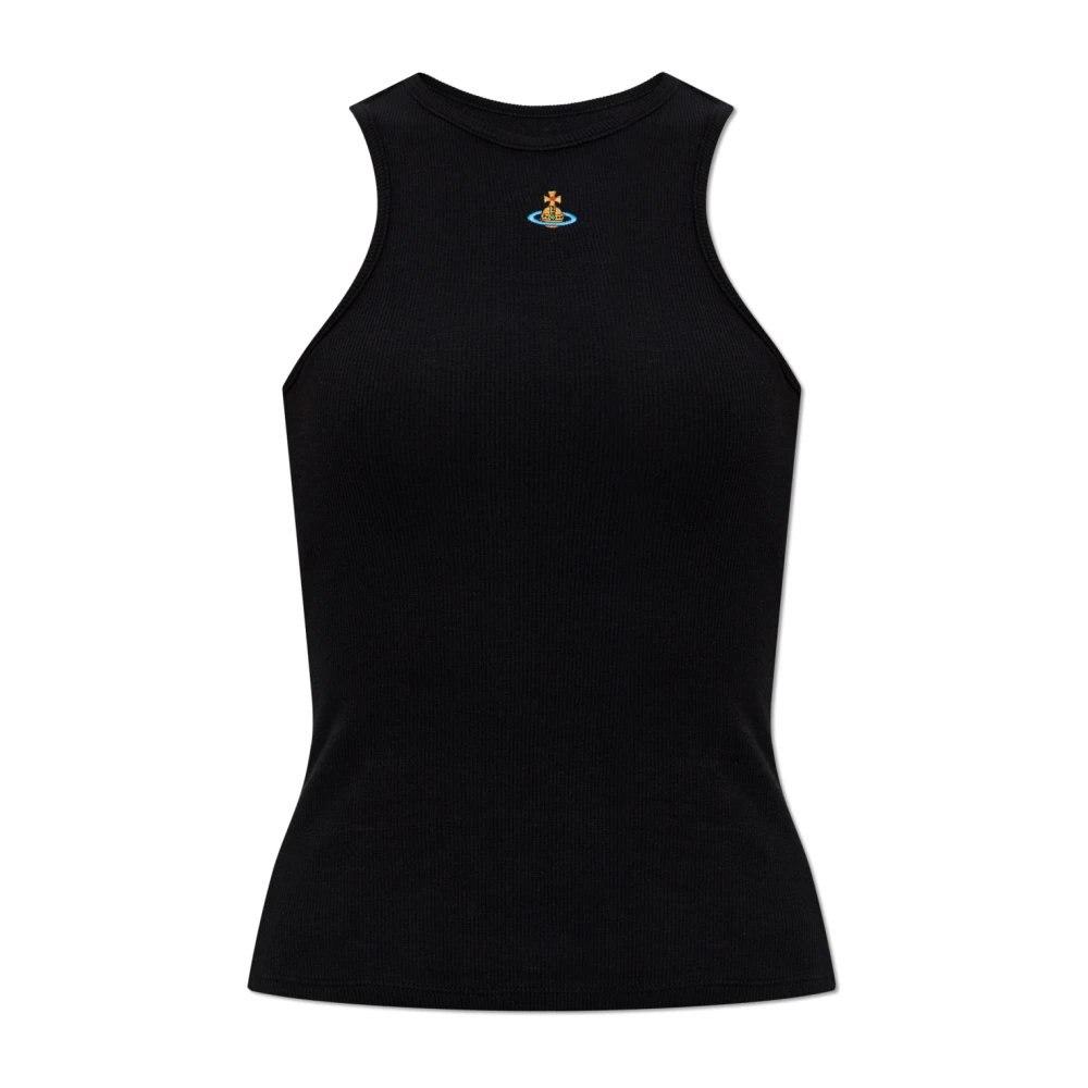 Vivienne Westwood Women's Black Top With Z Logo - Sleeveless Tops - S - Tops