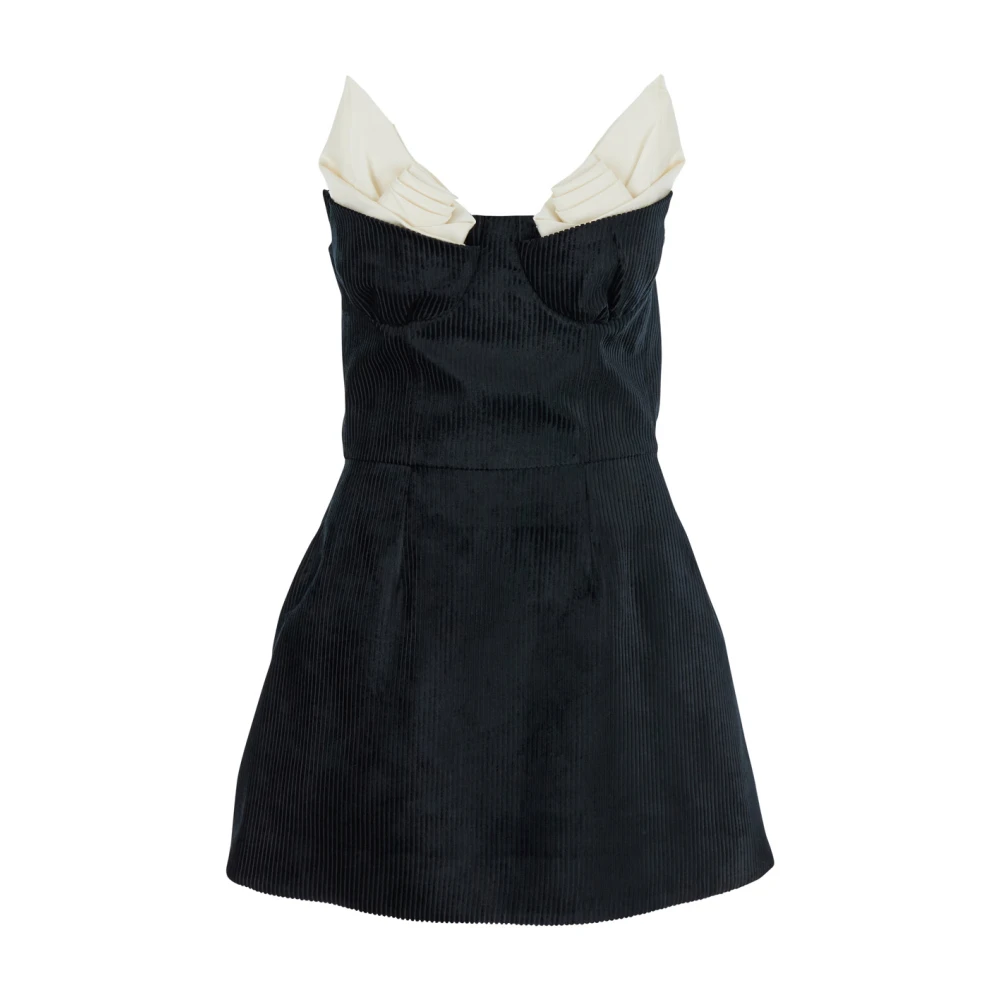 Shushu Tong Zwarte Bustier-Stijl Jurk met Geplooide Details Black Dames