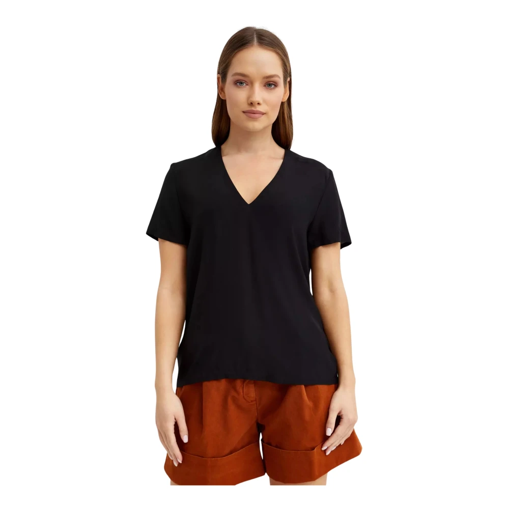Fay Vrouw Zwart E V-Hals Blouse