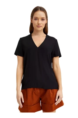 Svart V-ringad Blus