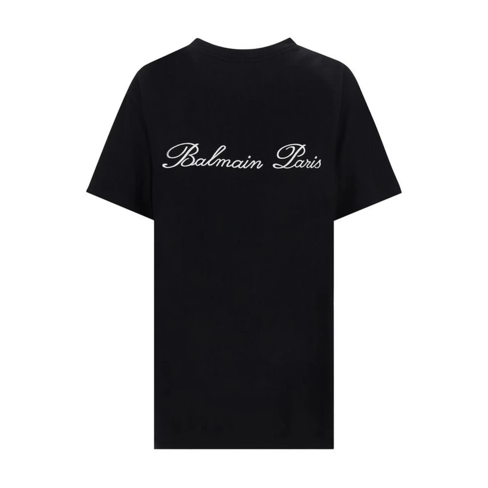 Balmain Monogram Katoenen T-shirt met Ronde Hals Black Heren