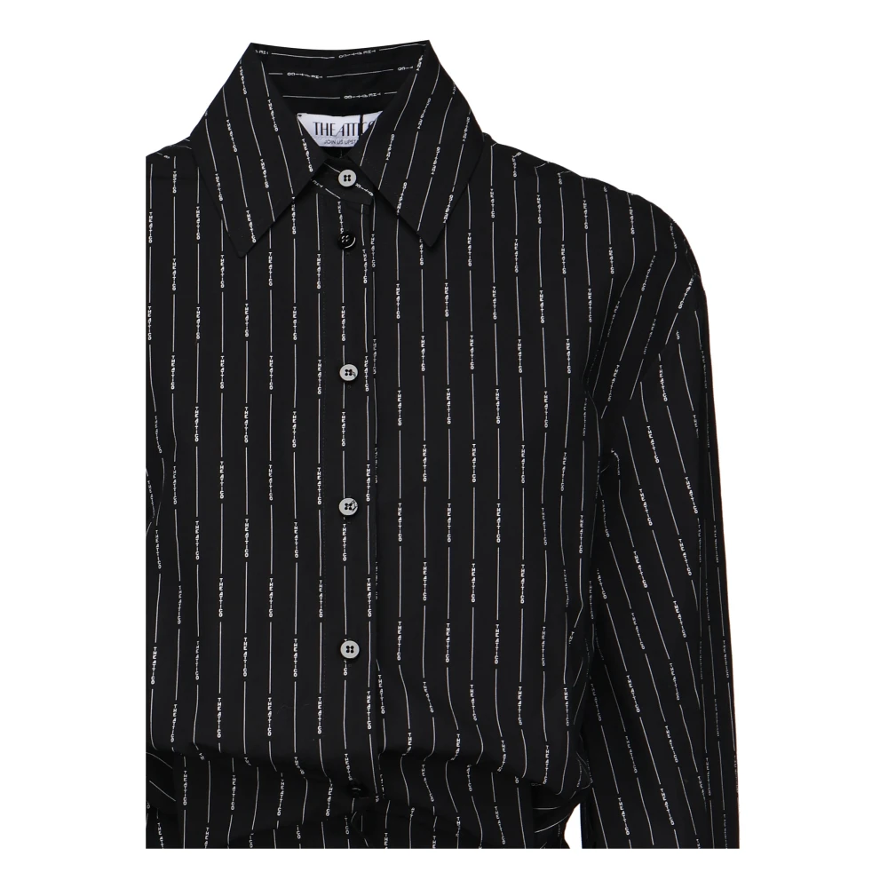 The Attico Zwart Gestreepte Logo Print Jurk Black Dames