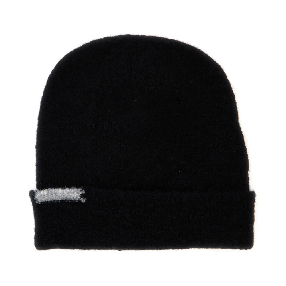 Semicouture Zwarte Beanie met Contrasterend Detail Black Dames