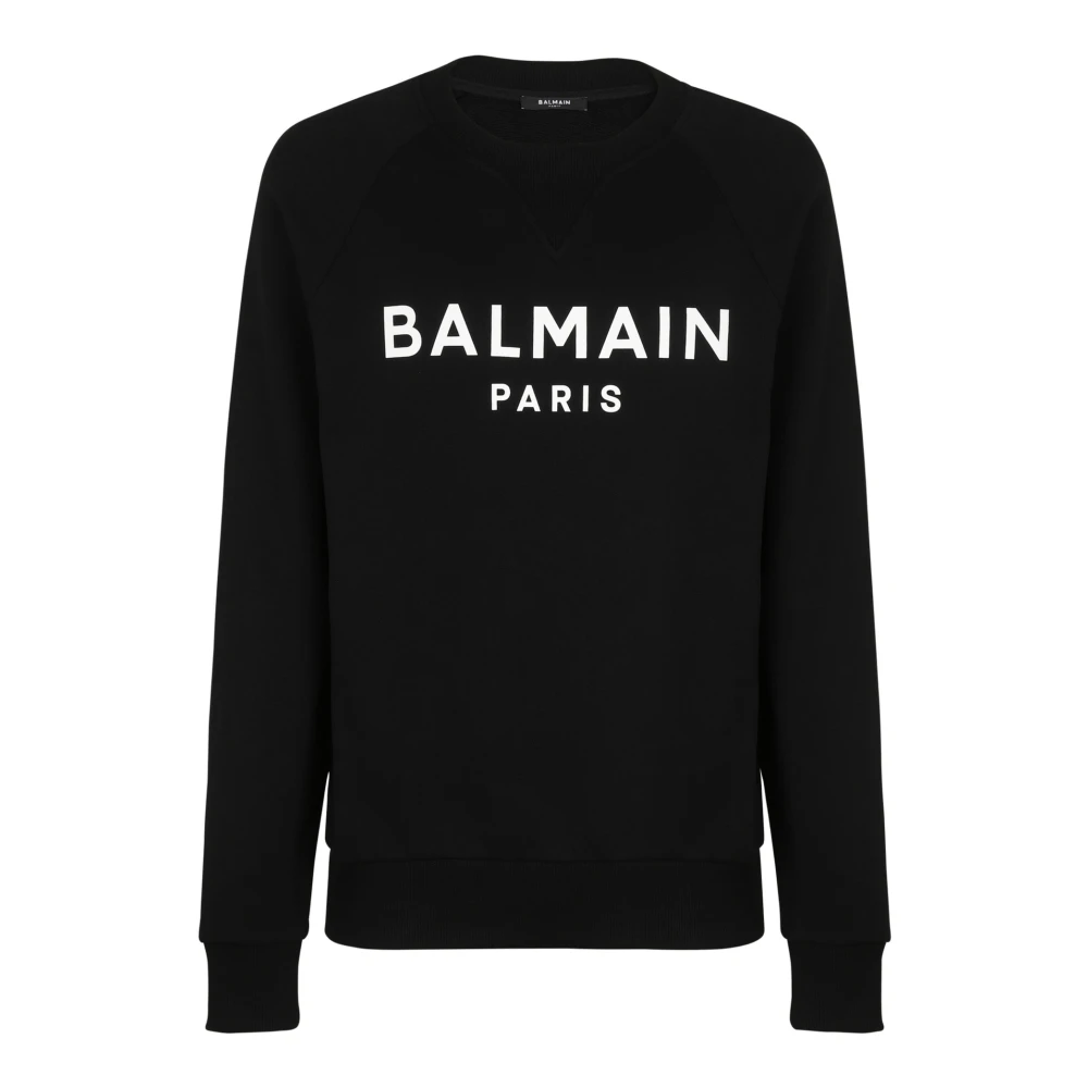 Balmain Zwarte Sweatshirt met Capuchon en Print Black Heren