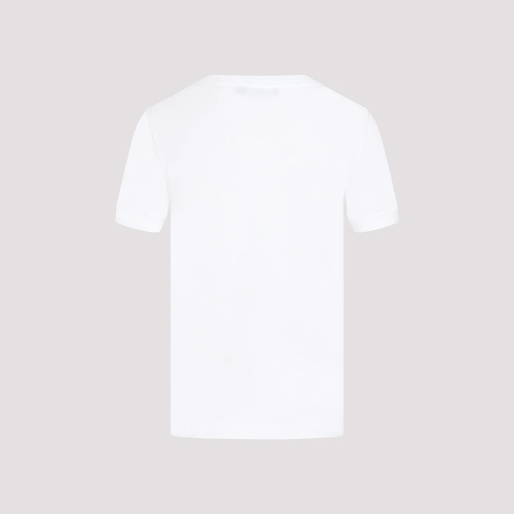 Dolce & Gabbana Wit Katoenen T-shirt met Kristal Monogram White Dames