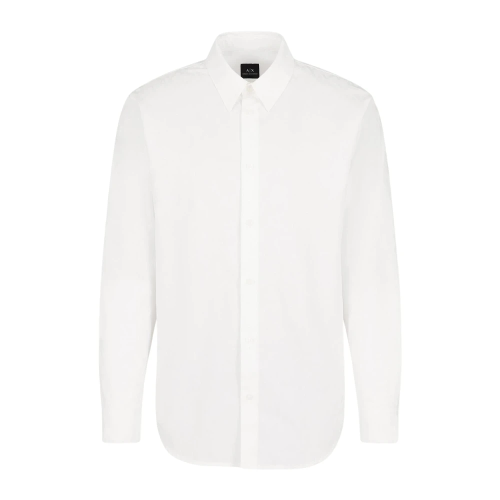 Armani Exchange Mannelijk Wit Te Jacquard Katoenen Overhemd