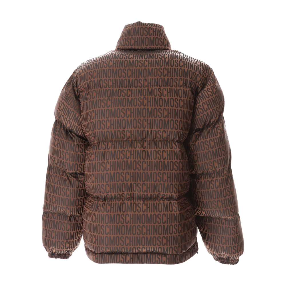 Moschino Logo Puffer Jas in Bruin Brown Heren