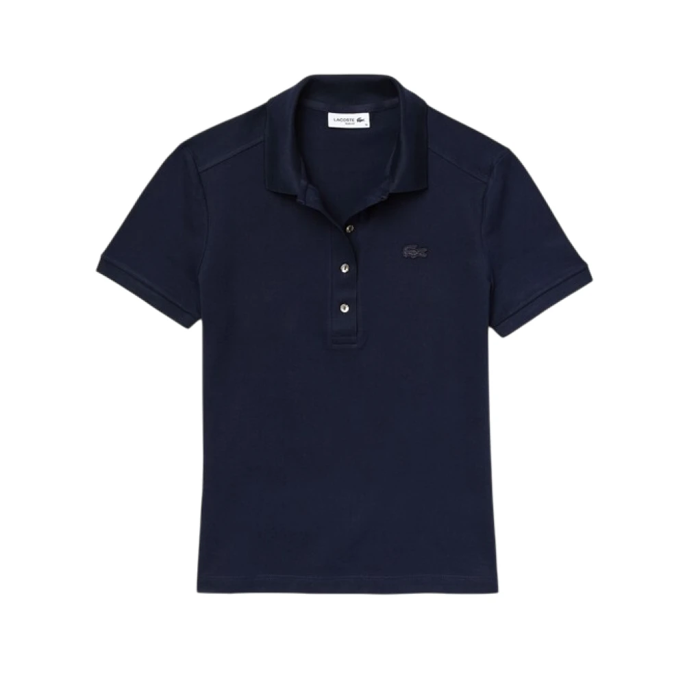 Lacoste Blue Polo Shirts, Female, Xs, Polo Shirt With Embroidered Crocodile