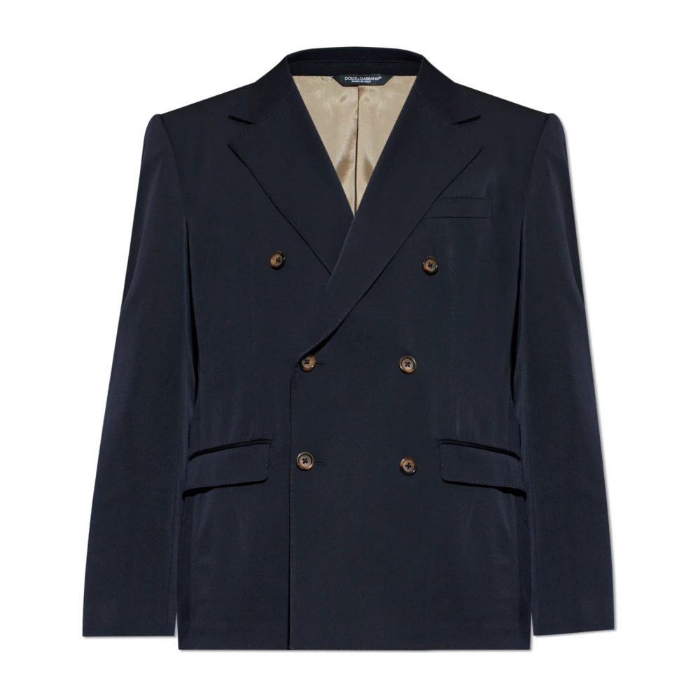 Dolce & Gabbana Mannelijk Blauw Jassen Heren, M, Wol, Double-Breasted Blazer