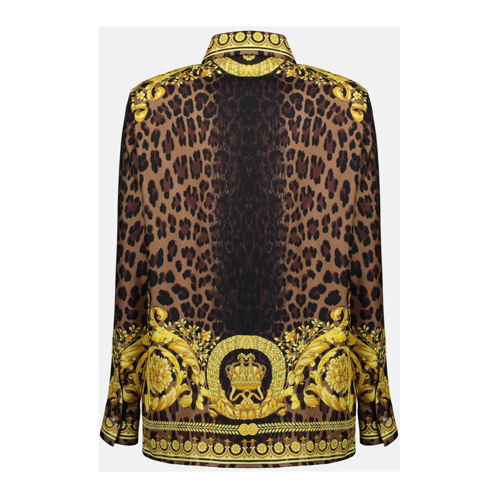 Versace Wild Barocco Zijden Chemise Luipaardprint Yellow Dames
