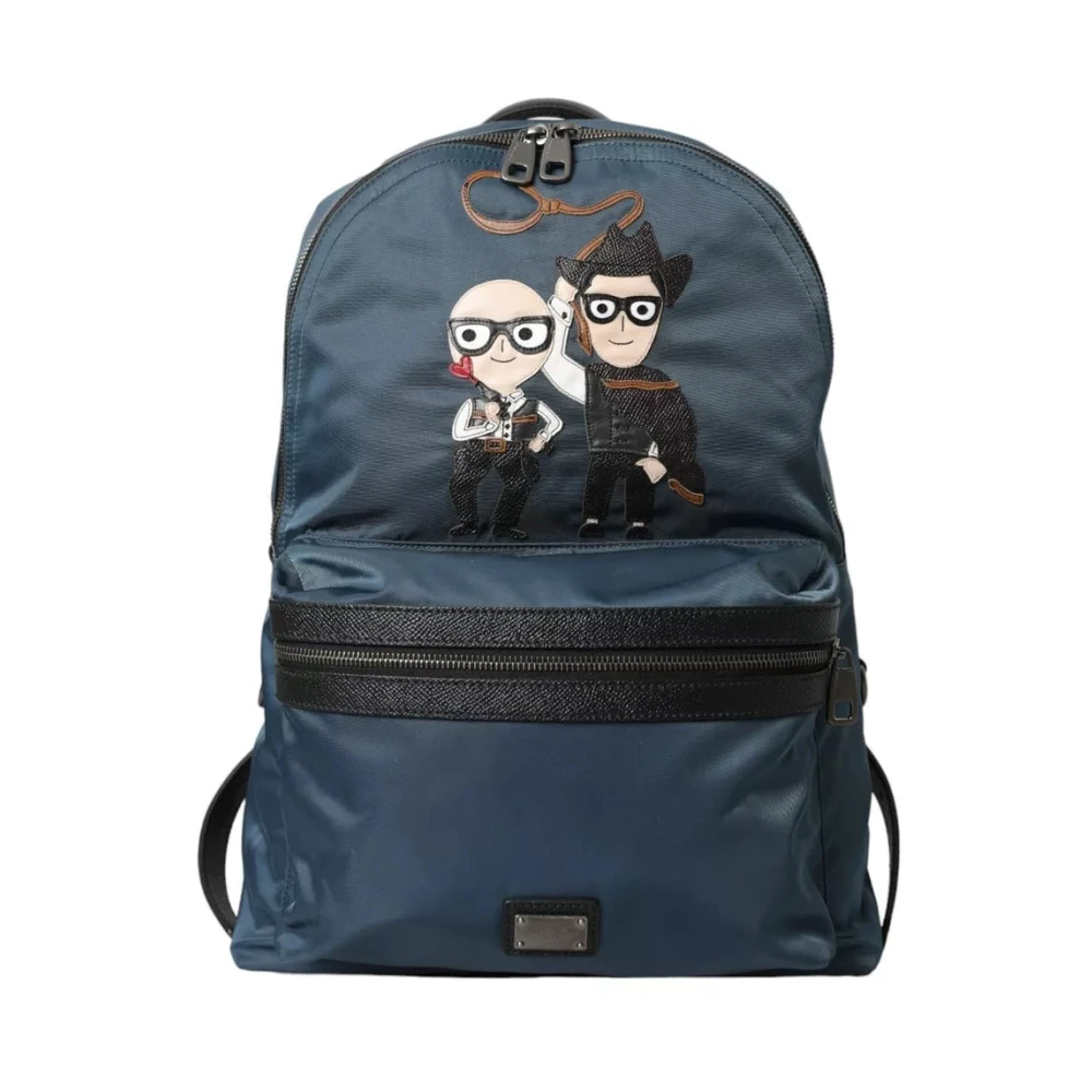 Dolce & Gabbana Blauwe Nylon DGFamily Patch Rugzak Blue Unisex