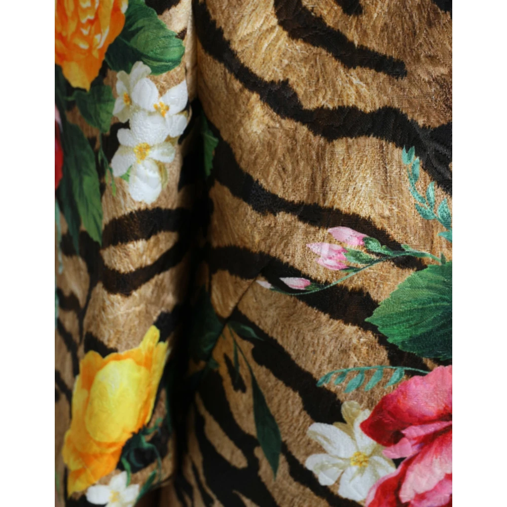 Dolce & Gabbana Tijger Bloemen Print Shift Mini Jurk Multicolor Dames