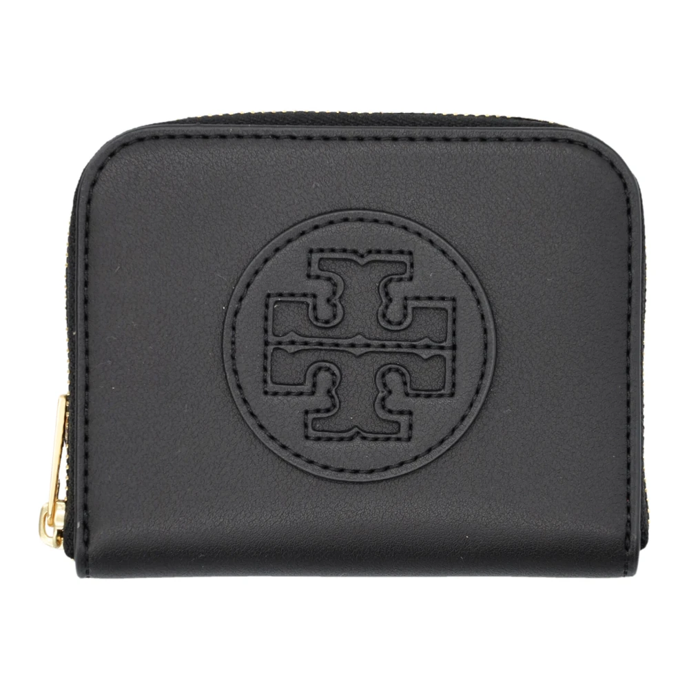 TORY BURCH Zwarte Leren Ritsportemonnee Ella Bio Black Dames