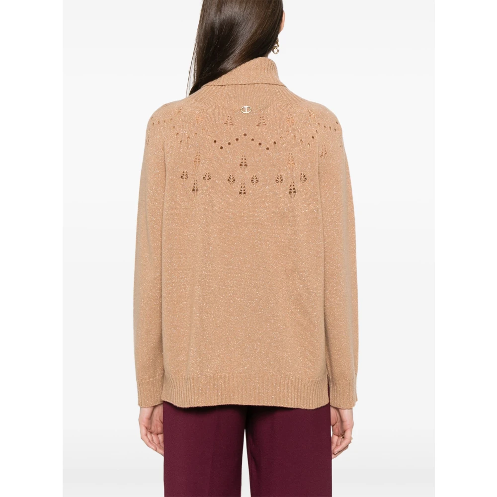 Twinset Luxe Coltrui met Gouden Details Brown Dames