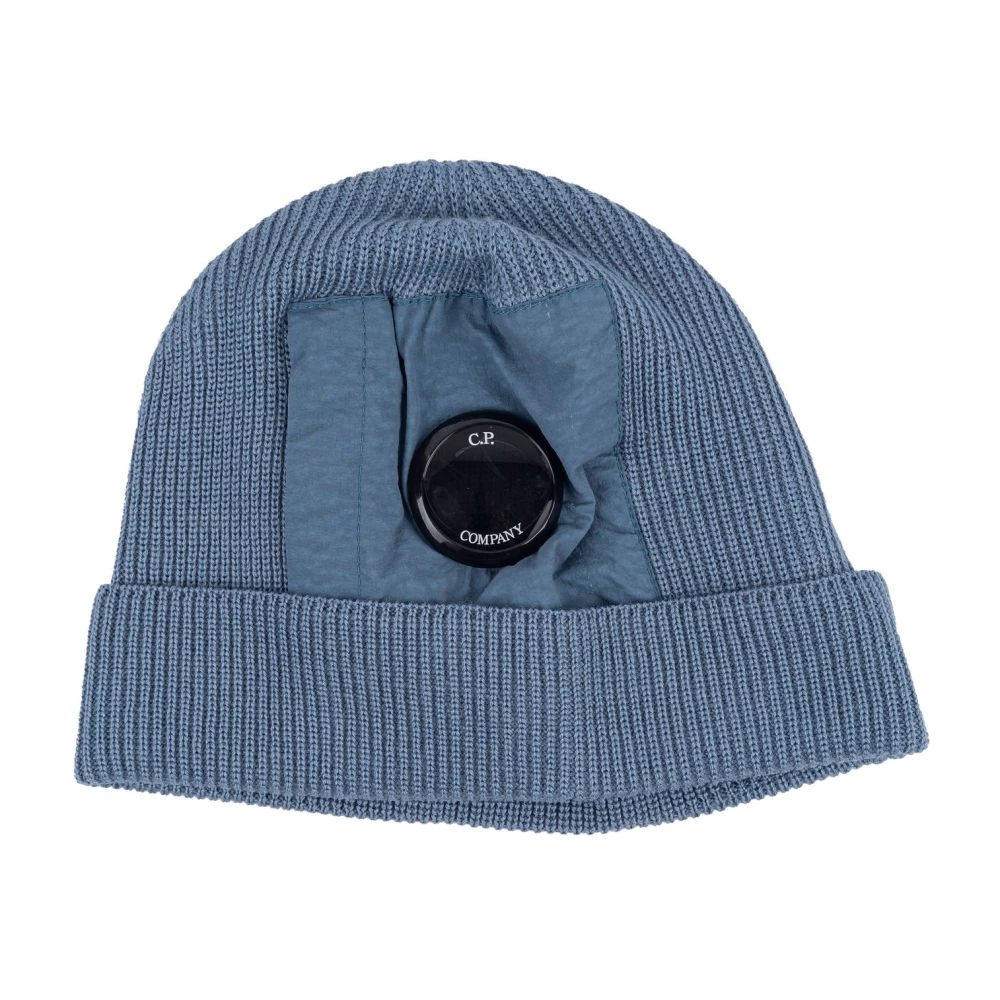 C.P. Company Mannen Wol en Katoen Muts met Lens Detail Blue Heren