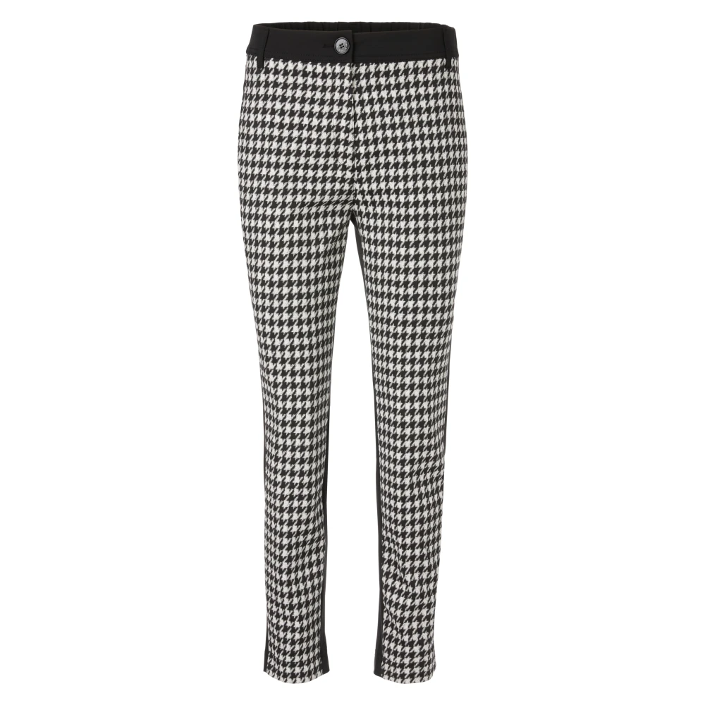 Marc Cain Chickcheck Slim Fit High Waist Broek Black Dames