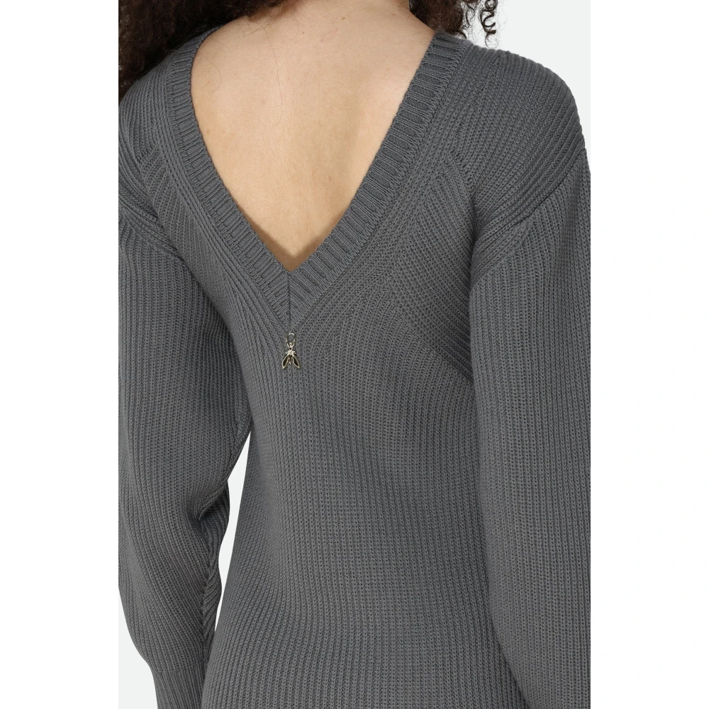 PATRIZIA PEPE Grijze Wol Rib Jurk Gray Dames