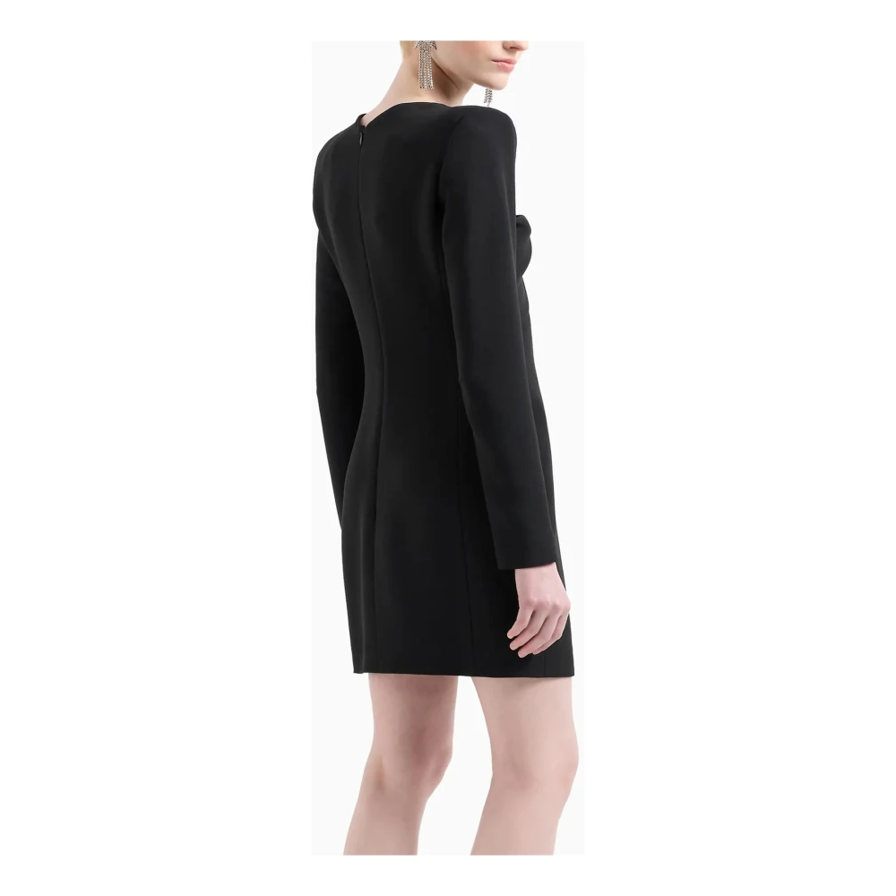 Emporio Armani Zwarte Gedrapeerde Cady Crepe Jurk Black Dames