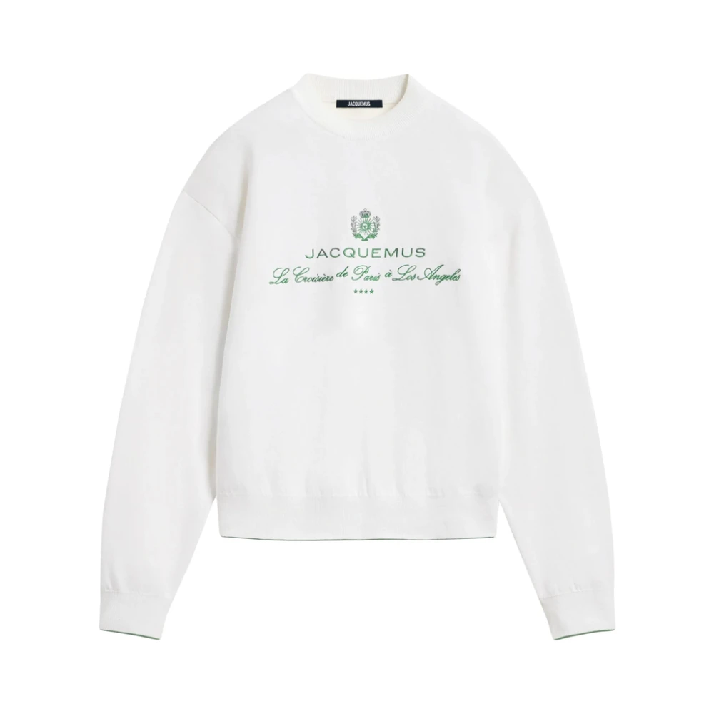 Jacquemus Witte Geborduurde Logo Trui White Heren