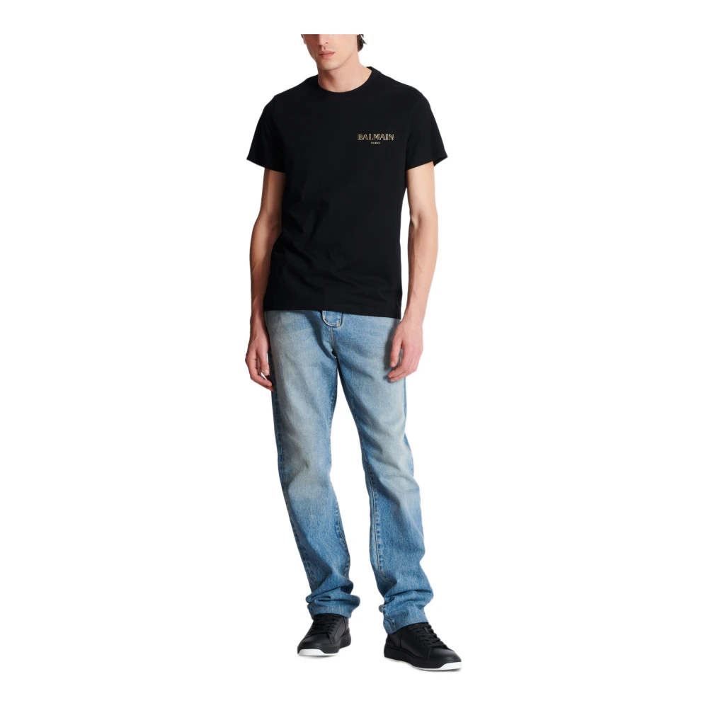Balmain T-shirt met vintage gel logo Black Heren