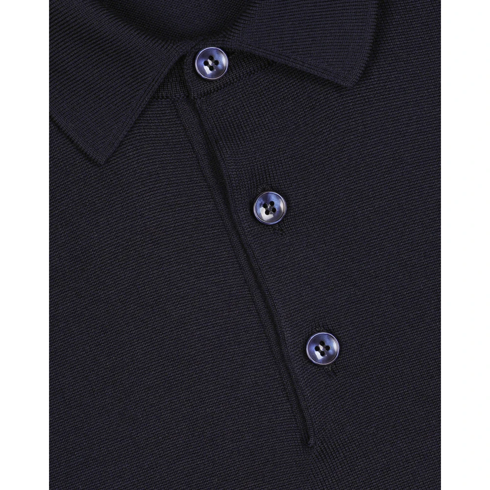 Dolce & Gabbana Logo Plaque Wool Polo Shirt Blue Heren