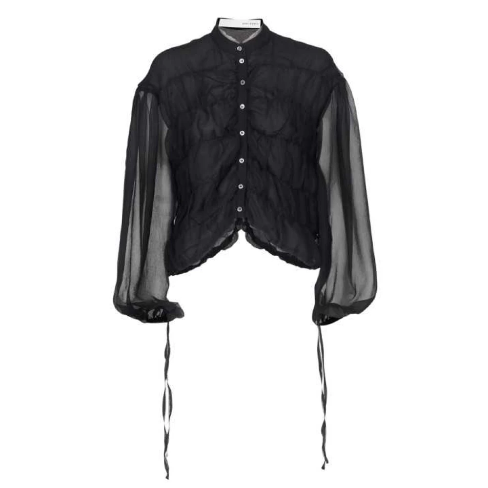 Isabel Benenato Donna Nero Camicia In Georgette Di Seta