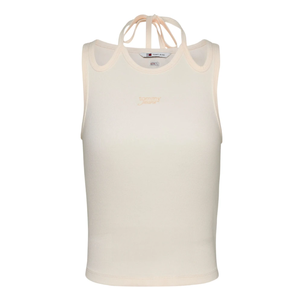 Tommy Jeans Witte Mouwloze Ronde Hals Top White Dames