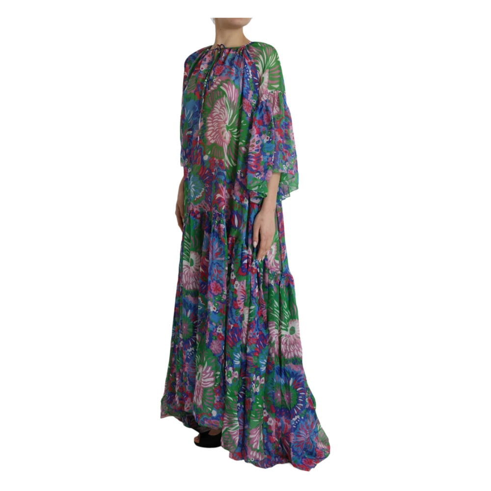 Dolce & Gabbana Bloemen Zijden Maxi Jurk Multicolor Dames