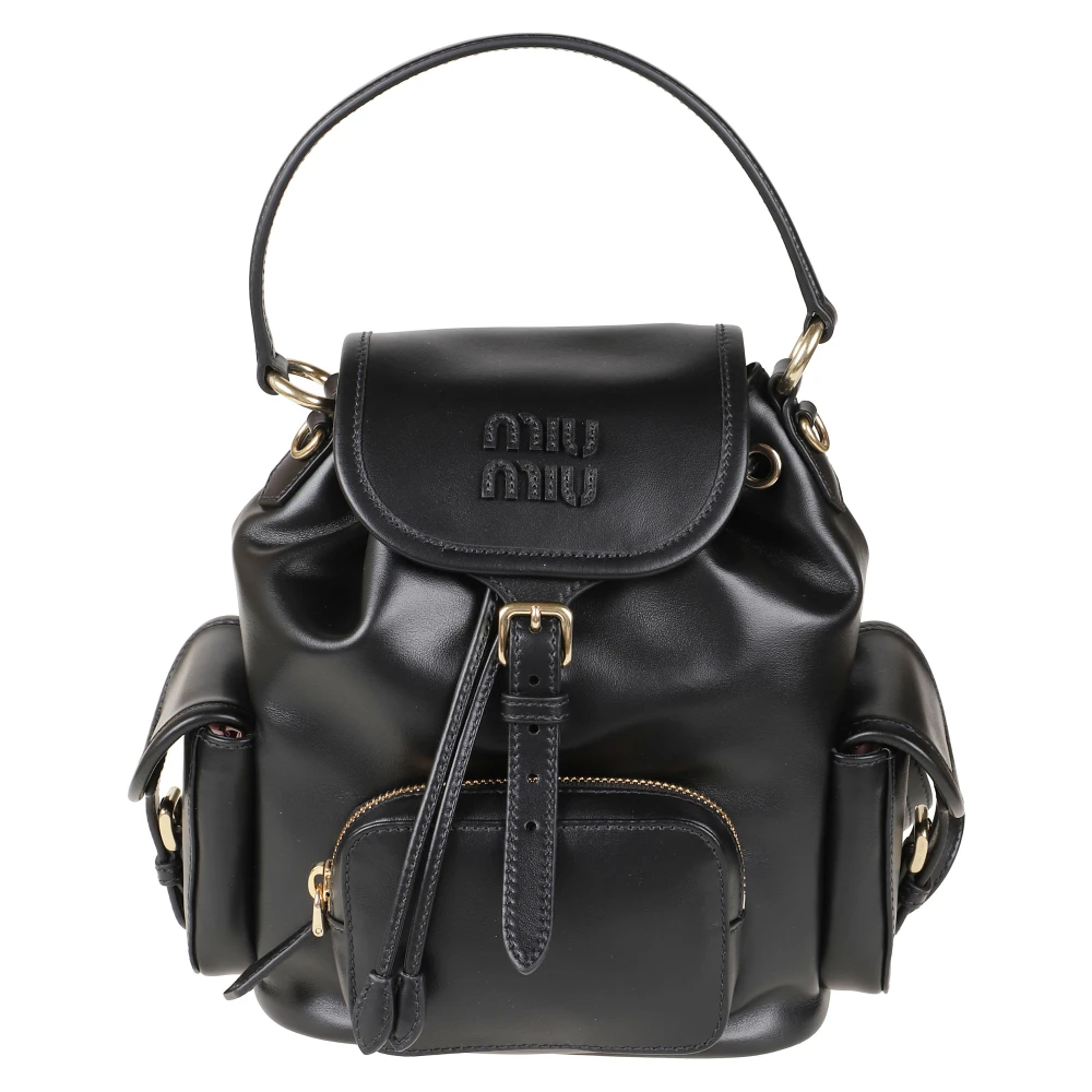 Miu Miu , Backpacks, Female, Black, One Size, Leather Backpack