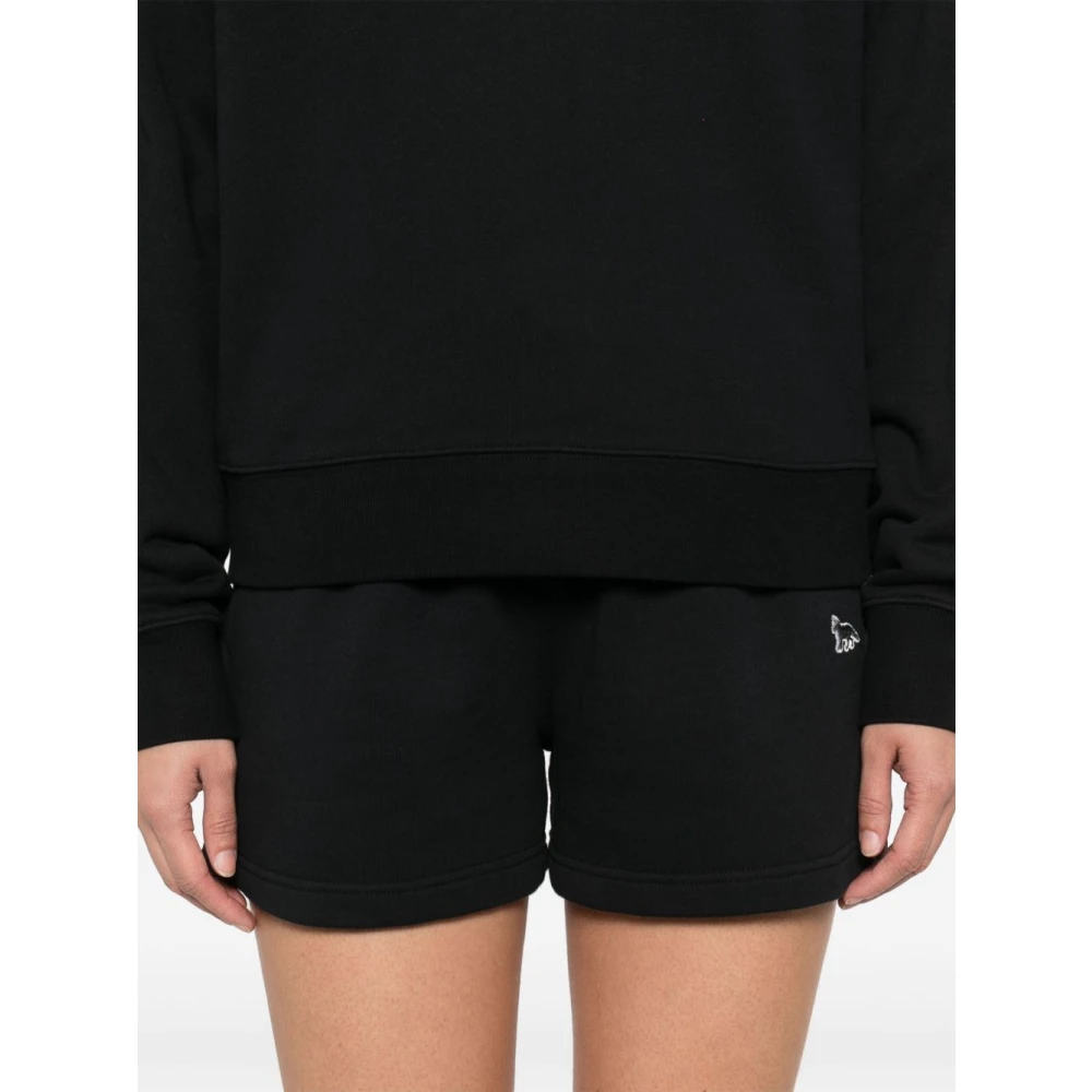 Maison Kitsuné Zwarte Shorts met Elastische Tailleband Black Dames