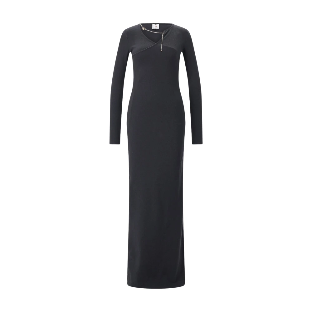 Casablanca Paris Women's Black Ribbed Jewellery Maxi Dress, Size Medium By - Image 2