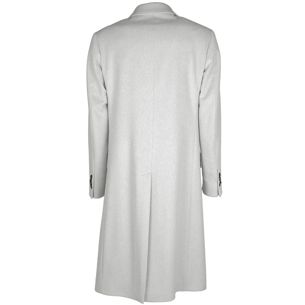 Made in Italia Dubbelborstige wollen jas met revers White Heren
