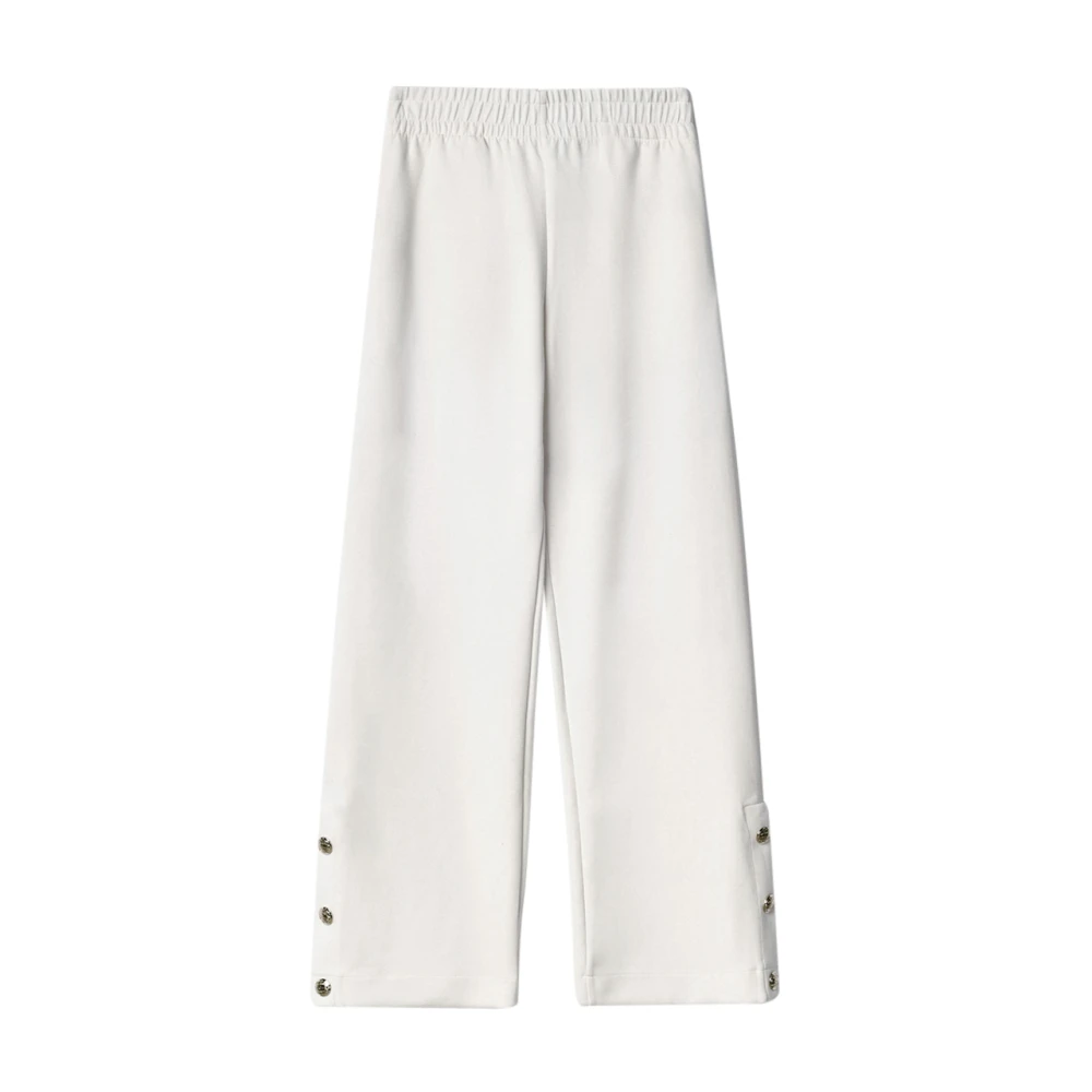 Gaëlle Paris Witte Joggerbroek met Gouden Knopen Beige Dames