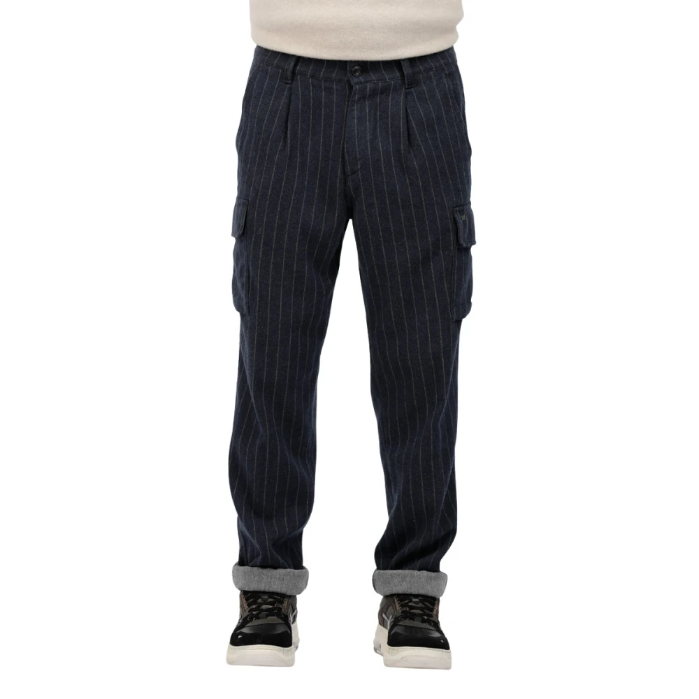 Mason's Gestreepte cargobroek Blue Heren