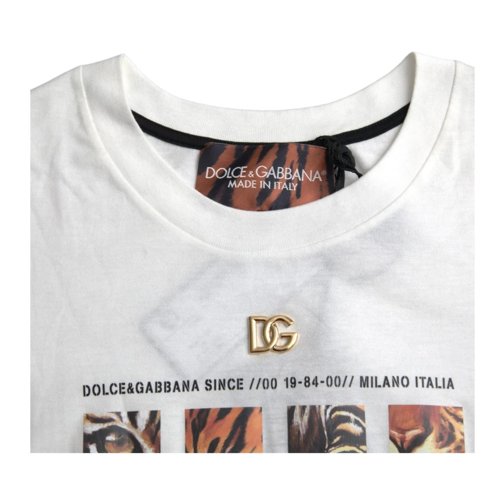 Dolce & Gabbana Wit Grafisch Print Katoenen T-Shirt White Dames