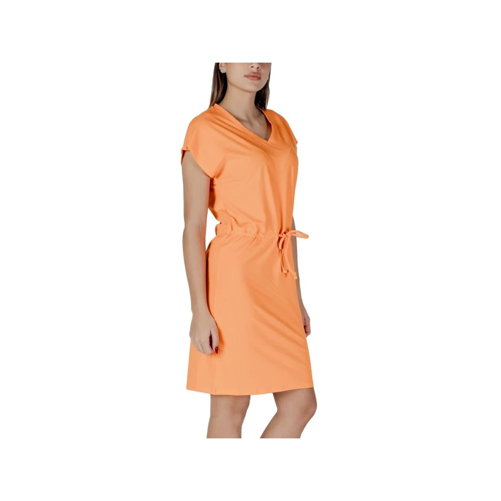 b.Young Oranje Katoenen Mini Jurk Damesmode Orange Dames