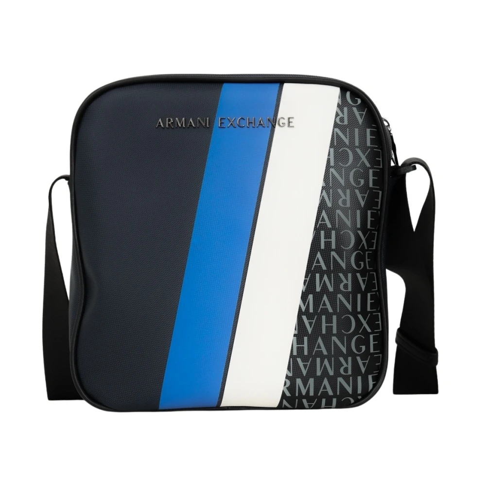 Armani Exchange Moderne Blauwe Diagonale Streep Schoudertas Blue Heren