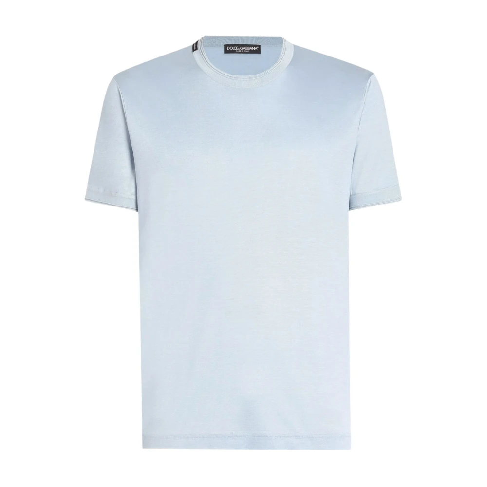 Dolce & Gabbana Mannelijk Blauw Tops Heren, L, Katoen, Stijlvol Katoenen T-Shirt