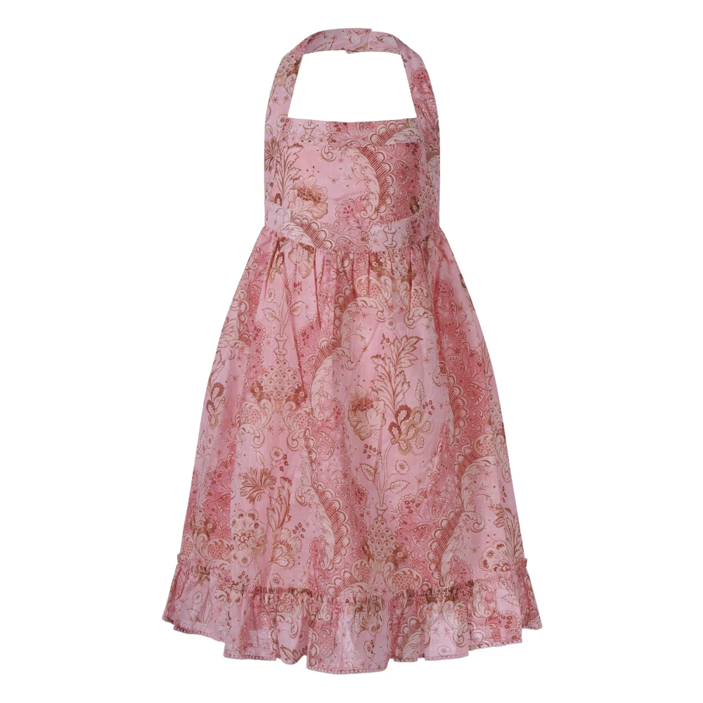 Zimmermann Girls Pink Dresses, 10 Y, Halterneck Ruffled Dress