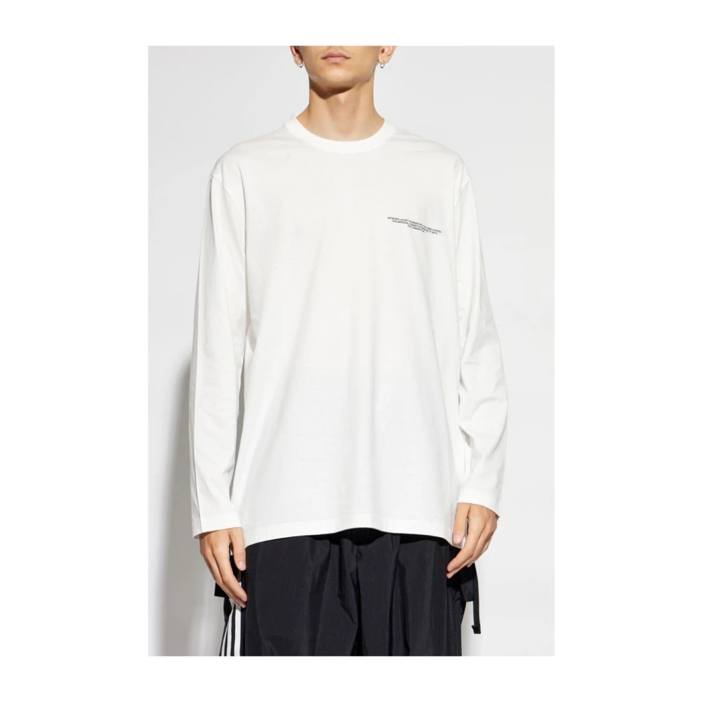 Y-3 Wit Langarm T-shirt White Heren