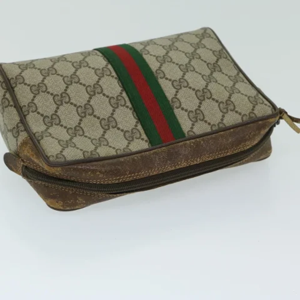 Gucci Vintage Pre-owned Leather clutches Beige Dames