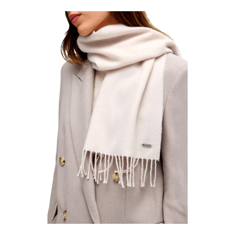 Hugo Boss Elegante Twill Wollen Sjaal met Franjes Pink Dames