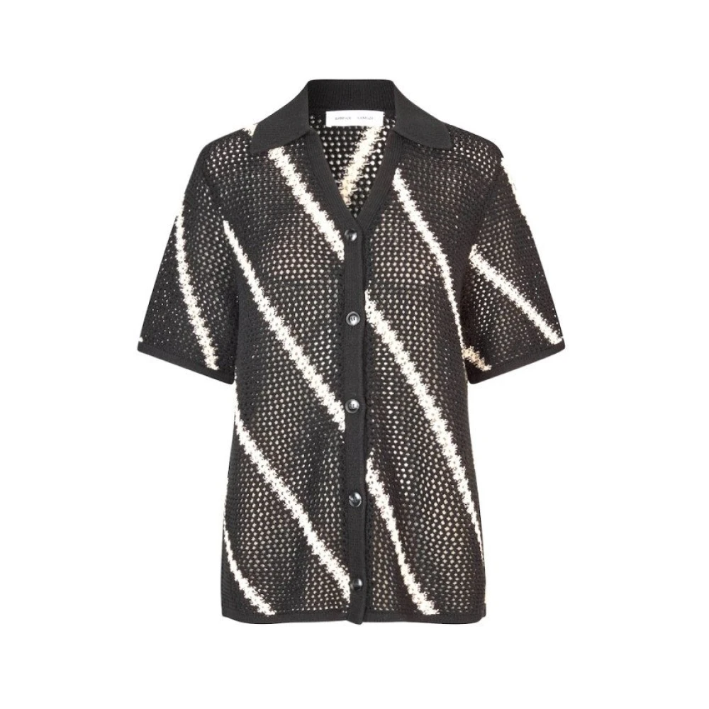 Samsøe Gestreept Oversized Gebreid Vest Black Dames