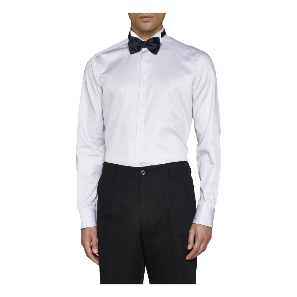 D4.0 Slim-Cut Cotton Shirt Grey Gray Heren
