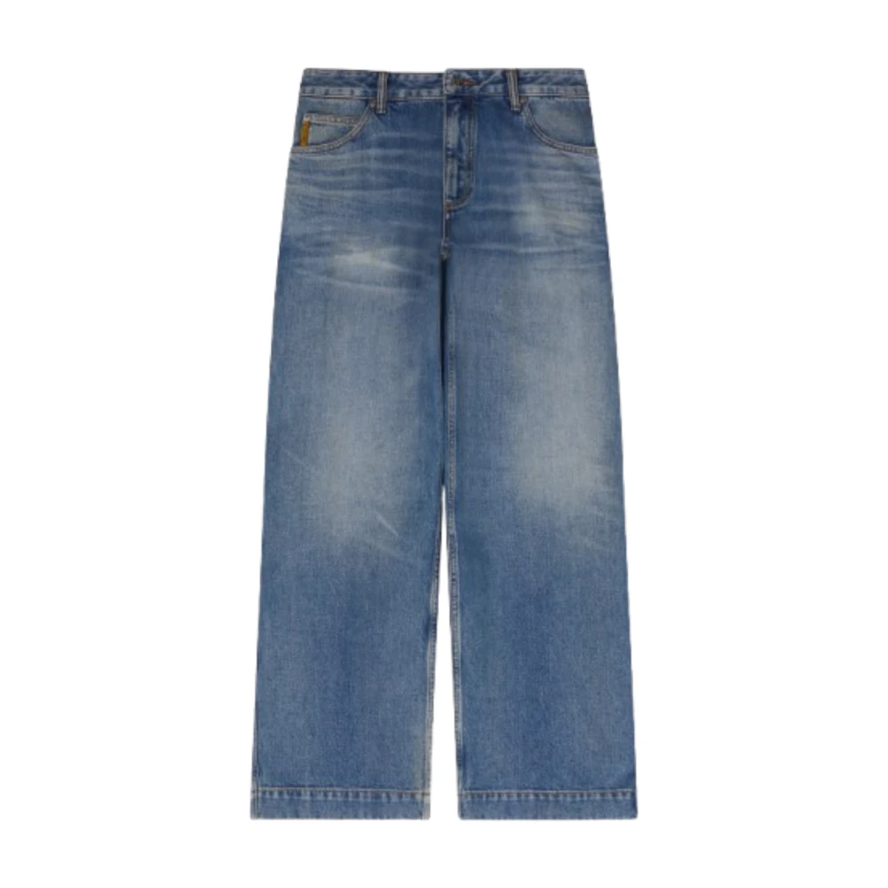 Emporio Armani Wide-Leg Denim Jeans - Male - Straight Fit Jeans - Blue - W32 - Jeans