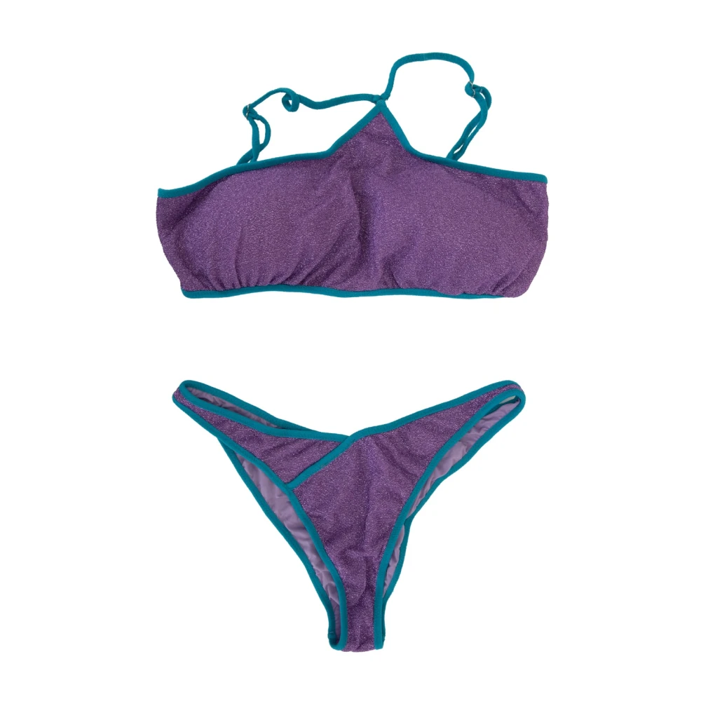 Me-Fui Women's Purple Sparkling Bandeau Bikini Set