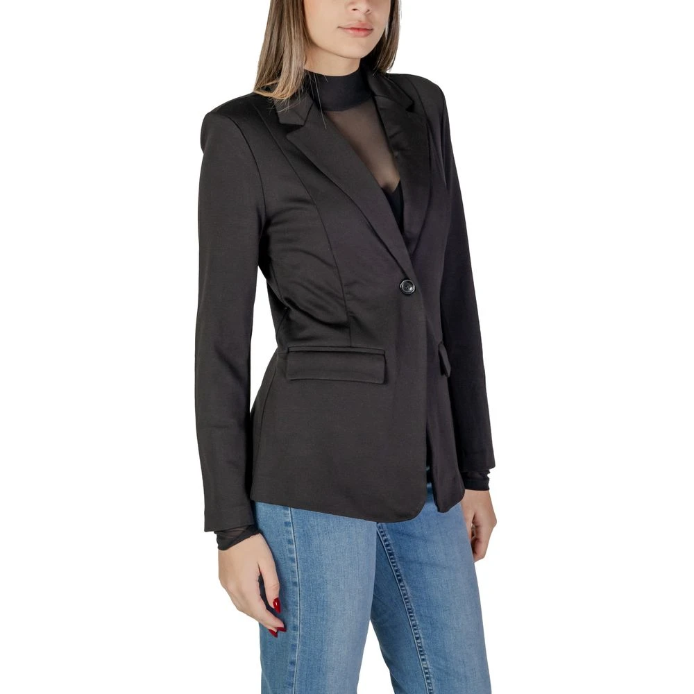 Ichi Zwarte Polyester Blazer Herfst Winter Collectie Black Dames