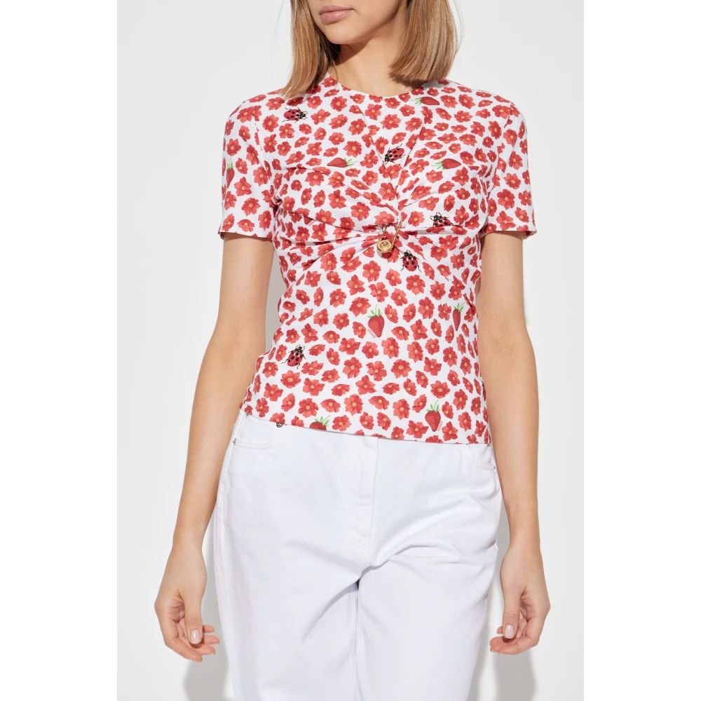 Versace Zijden top met bloemenmotief Red Dames