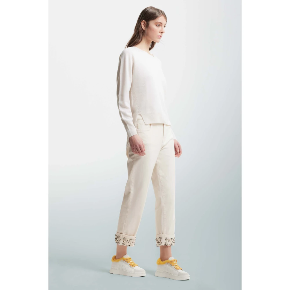 Kocca Zachte Wol Zijde Lange Mouw Trui White Dames