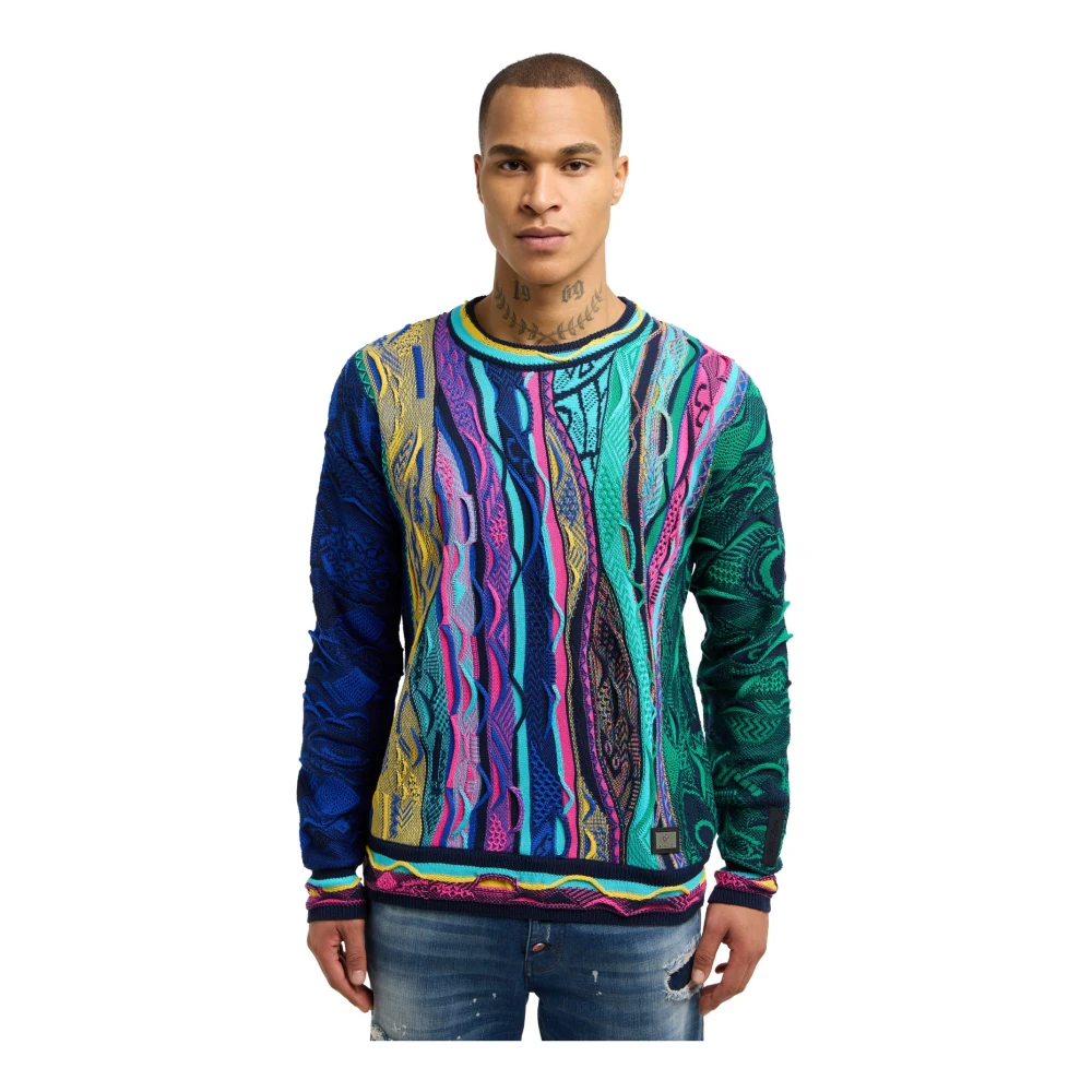 carlo colucci Kleurrijke Gebreide Trui Delueg Multicolor Heren